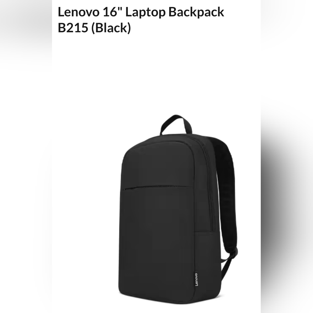 New! Sealed With Tag! Lenovo 16-inch Laptop Backpack B215 Black (ECO) School NWT